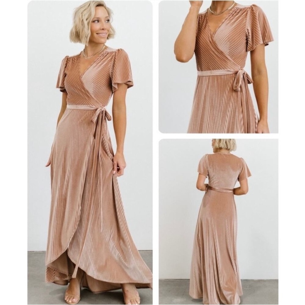 Baltic Born champagne velvet wrap dress